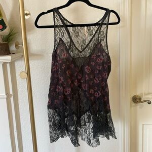 Free People Lace & Floral Blouse Size M